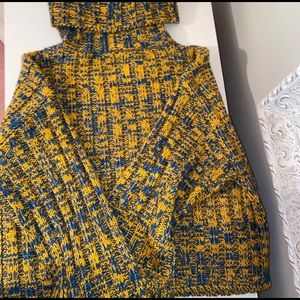 Blue & Yellow Knit Turtleneck Sweater